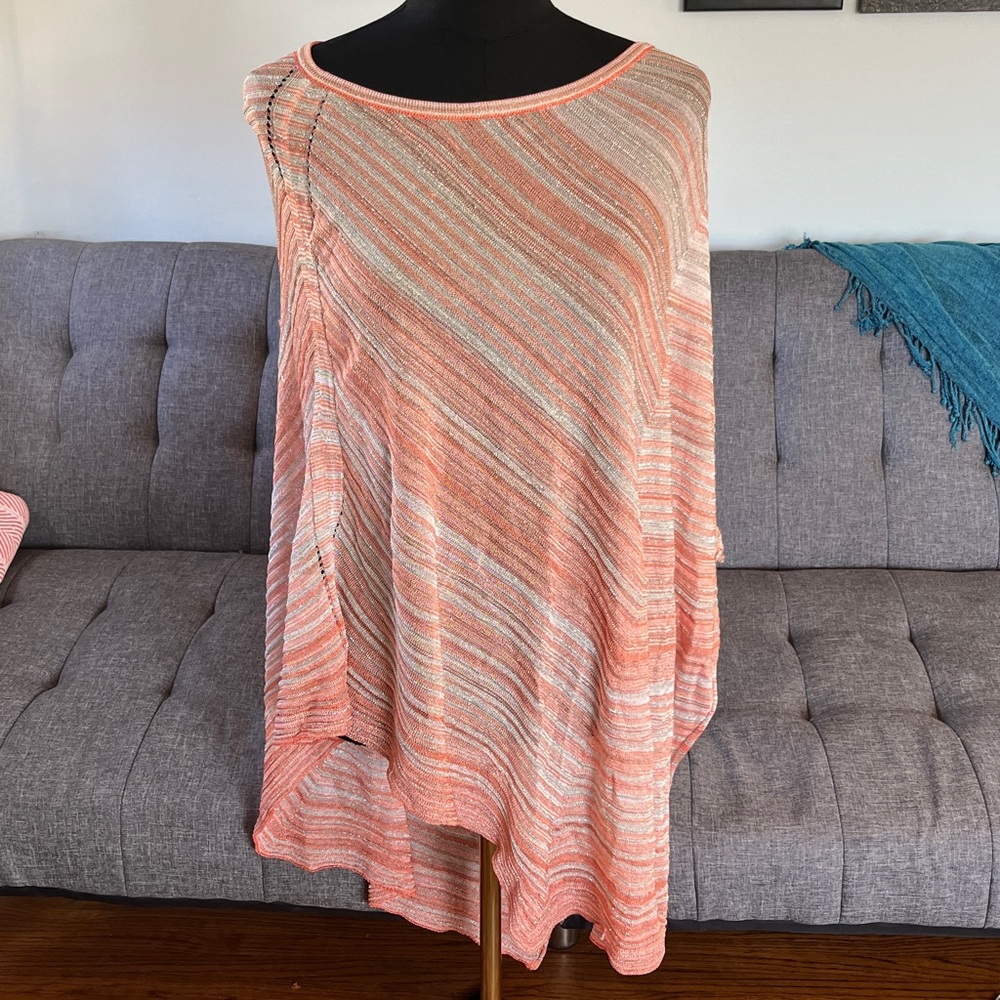 Missoni Coral and Cream Knit Poncho One size